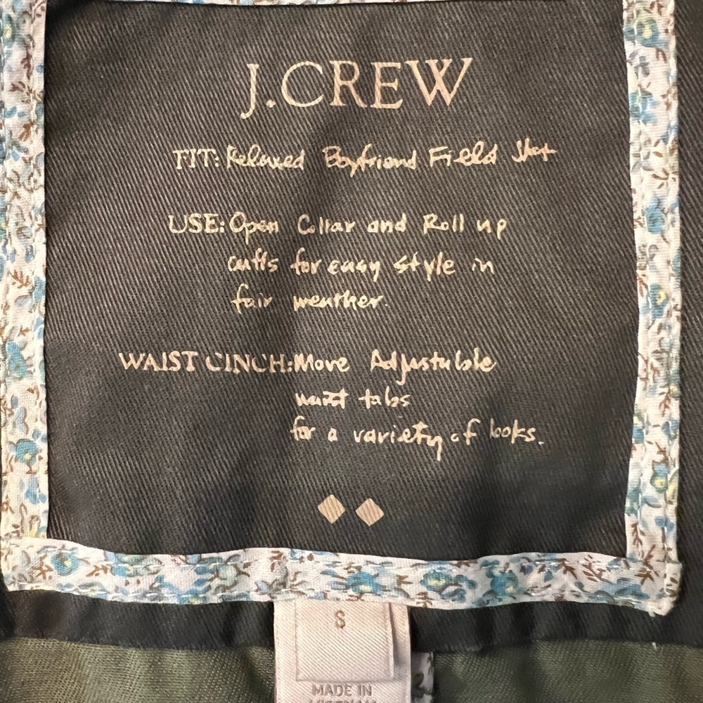 J CREW WOMENS RELAXED FIT GREEN BOYFRIEND FIELD JACKET SIZE SMALL - Picture 9 of 13